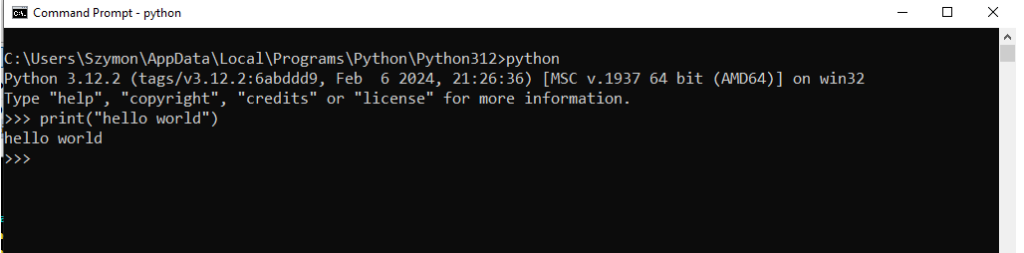 Python idle hello world